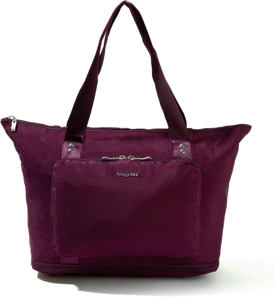 Baggallini Carryall Expandable Lightweight Travel Tote 22" Packable Foldable Nylon Washable Weekender w/Manica di bagaglio