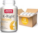 Jarrow Formulas K-Right - Vitamina K-Complex (K1, MK-4, MK-7, D3) - 60 Serve (Softgels) - Supplemento dietetico per Bone & Cardiovascular Health Support - Vitamina K2 MK-7 - Gluten Free, Confezione da 12