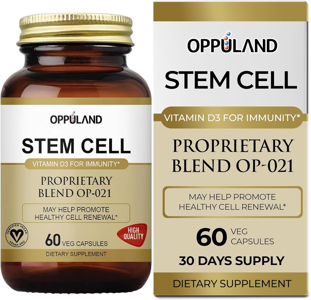 Stammzellen-Aktivator-Ergänzung - Erhöhung der Zellregeneration mit Stammzellen-Komplex - proprietäre Mischung von OP-021 mit Vitamin D3, Blueberry, Red Grape & Green Tea Extract - 60 Kapseln