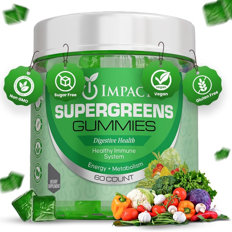 Supergreens Veggies Gummis - Vegetarische Fasergummis für Erwachsene & Kinder - Tägliche grüne Superfoods mit 35+ essentiellen Vitaminen & Unterstützung Immunität & Gut Gesundheit - 4g Faser pro zwei Gummy (60 Count)