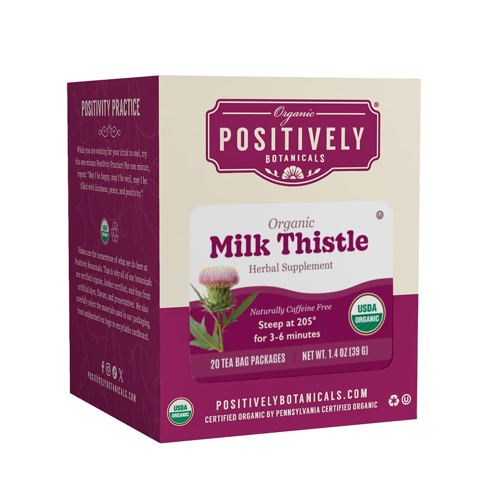Organic Positively Botanicals Company, Milk Thistle Kräutertee Bags, 20 Count