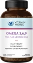 Vitamina Mondo Triple Omega 3-6-9 3000mg con Pesce, Flax, Borage & Sera Oli di Primrose, Omega-3 acidi grassi con EPA & DHA, Supporta Cuore, Cervello & Salute Immune, Senza Glutine, 120 Softgels