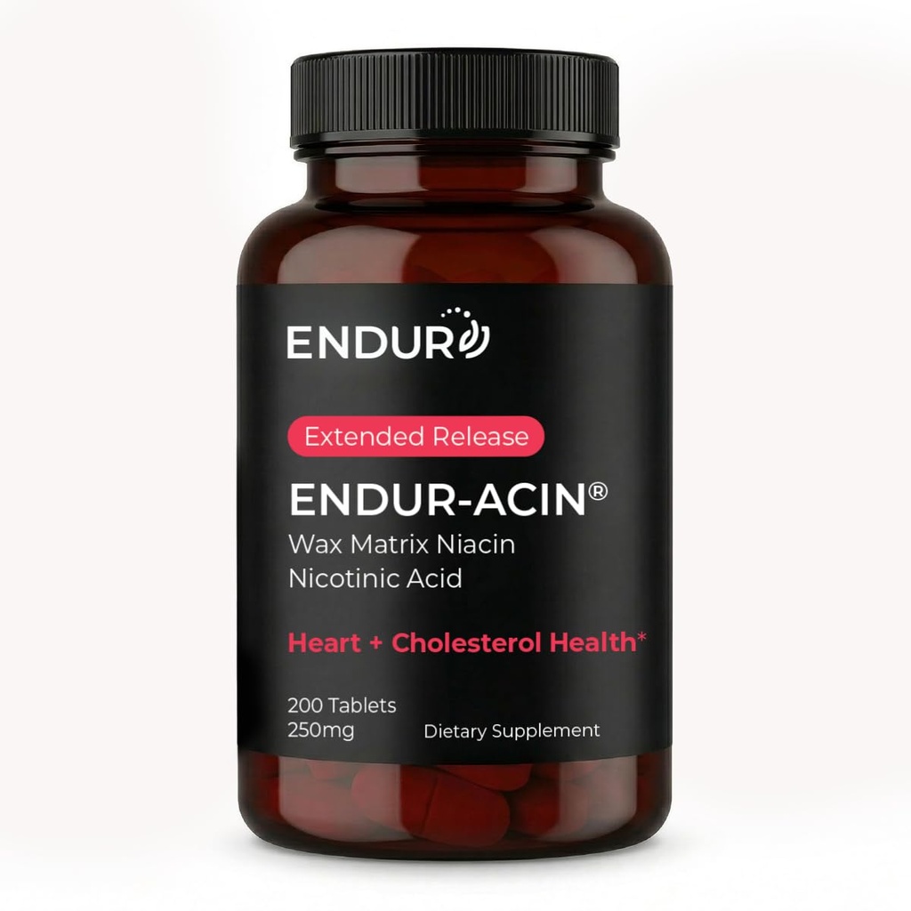 ENDUR-ACIN Niacin, Heart Health & Healthy Cholesterol Balance Supplement, erweiterte Freisetzung für optimale Absorption, Glutenfrei, 250mg (200 Tabletten)