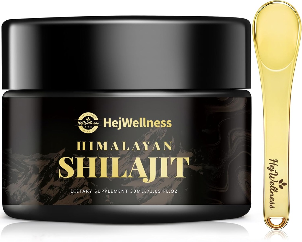 Shilajit Resin Organic 85+ Trace Minerals & Fulvic Acid - 60 Servis Natural Shilajit für Männer & Frauen für Energie Boost & Immune Support, 500mg