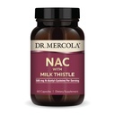 Dr Mercola NAC avec chardon de lait - avec antioxydants - soutient les processus de désintoxication normaux - 500 mg N-acétyl-Cystéine par portion - Non-OGM, sans gluten et sans soja - 60 capsules (30 portions)