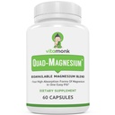 Quad Magnesio Blend by Vitamonk - con Magnesio Orotato, Glycinate Chelato, Magnesio Taurato e Di Magnesio Malato - Complesso Magnesio ad alto assorbimento per il sonno, il cuore e l'alluce