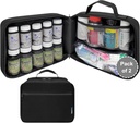 Confezione da 2 - Grande organizzatore di bottiglie di pillole imbottite, borsa di medicina, caso, vettore per farmaci, vitamine e forniture mediche con tasche fisse - Nero (senza blocco)