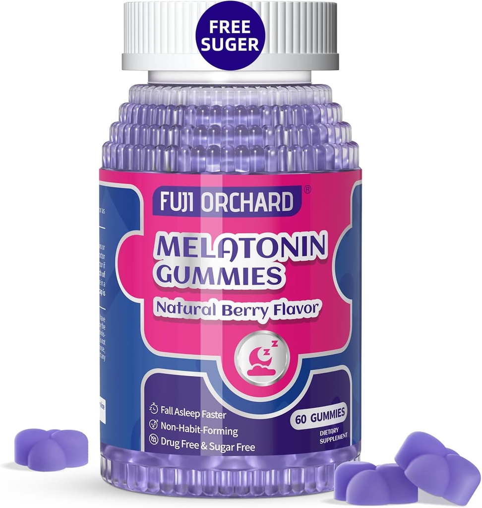 Melatonin Gummies 10mg - Natural Sleep Aid - Sleep Supplement - Sugar Free melatonin Gummies Match mit Magnesium hilft Ihnen, schneller zu schlafen und länger zu bleiben - 60 Gummis Vegan