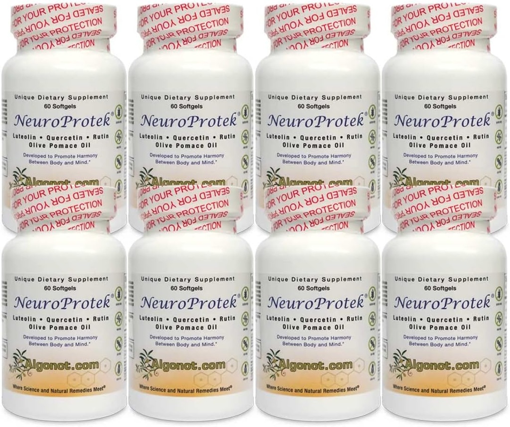 Algonot NeuroProtek 8 Pack: Die einzige liposomale Luteolin Produkte mit Olivenöl. Kombination aus Luteolin, Quercetin & Rutin in Olivenöl (reduzierter Preis Bundle)