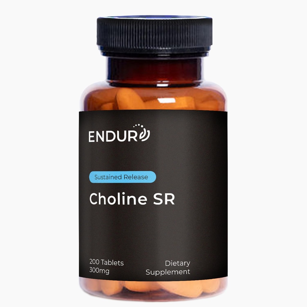 ENDUR - Choline L(+) Bitartrate - SR (Sustained Release) 300 mg - Brain, Liver, Cellular & Fetal Development - Pregnancy Support - Optimal 6–8 Hour Absorption Delivery - 200 Tablets
