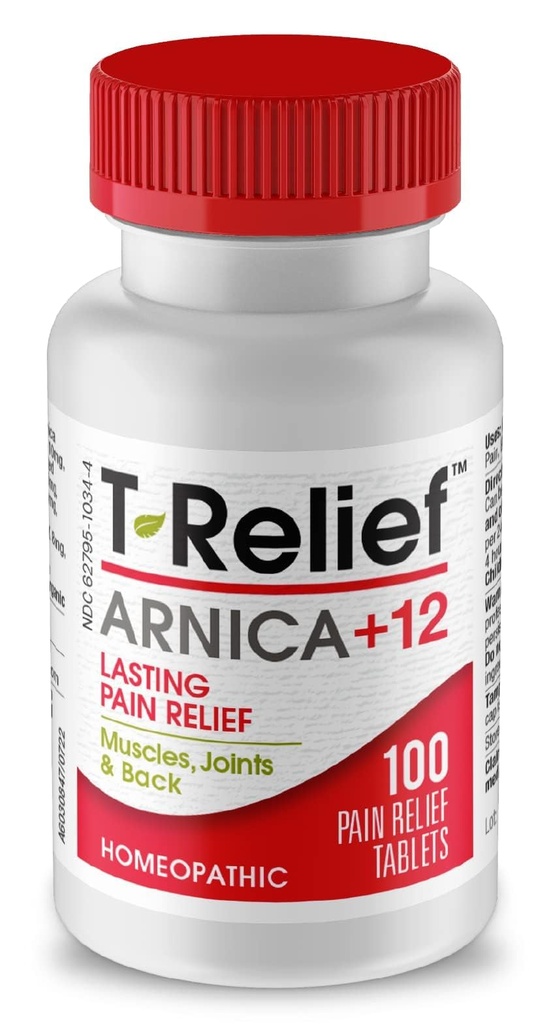 T-Relief Arnica +12 Natürliche Wirkstoffe - Ganzkörper Fast-Acting-Formel für Damen und Herren - 100 Tabletten