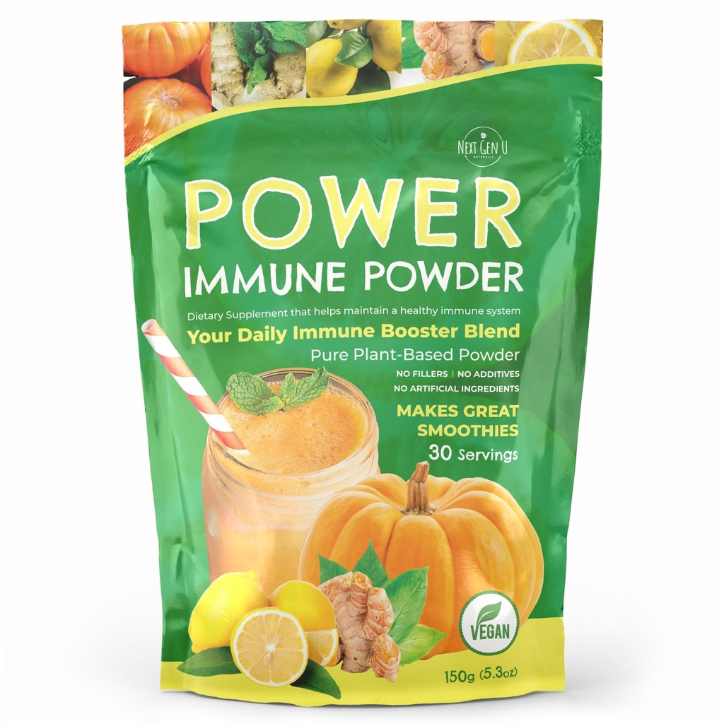 Immununterstützung - Ergänzungspulver 150g - Superfood Booster für Erwachsene - Natürliche Immunität Verteidigung - Tägliche Getränkemischung für Frauen und Männer - Pflanzenbasiert, Vegan & Gluten Free Smoothie Boost von NextGenU