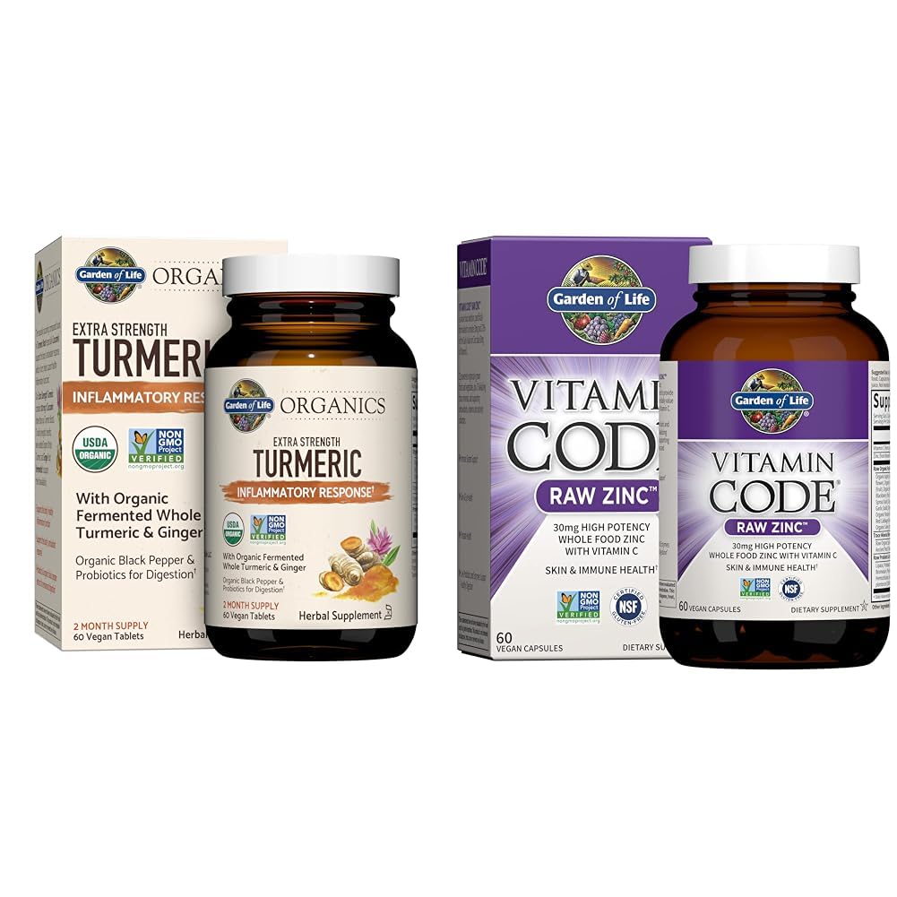 Garten des Lebens Kurkuma Entzündungsreaktion 60 Tabletten 100mg Curcumin & Zink Ergänzungen 30mg Hohe Potenz für Immungesundheit