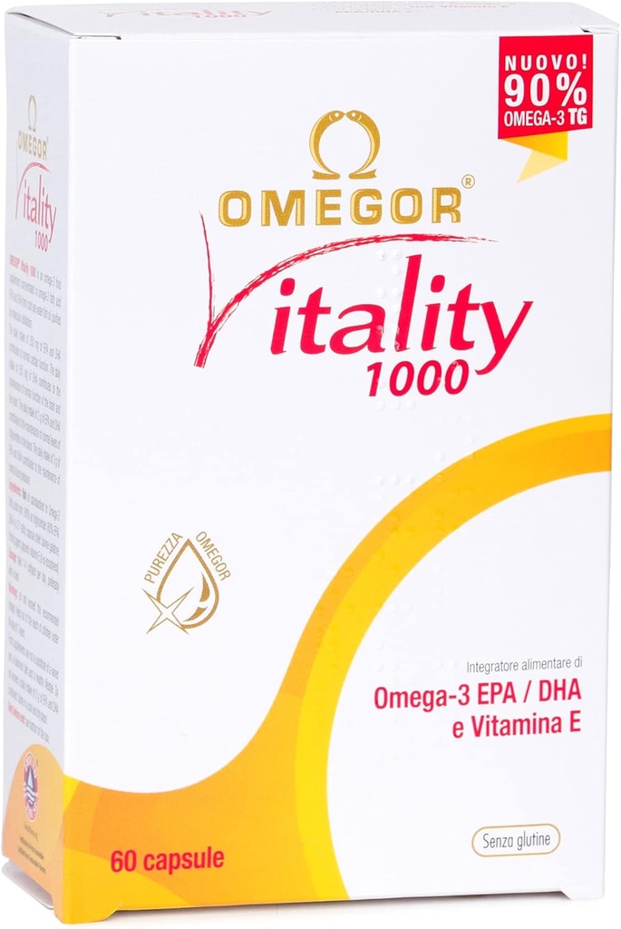 OMEGOR Omega 3 Fish Oil Supplement IFOS Certified Vitality 1000 with 800mg EPA and DHA per Capsule - No Fishy Aftertaste, Non-GMO (60 Softgels)