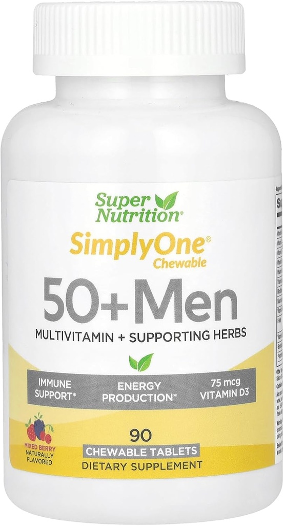 SuperNutrition Multi-Vitamin per gli uomini 50+, alta potenza, uno / giorno Chewable Tablet, 90 giorni di alimentazione Wild Berry 90 Count (Pack of 1)
