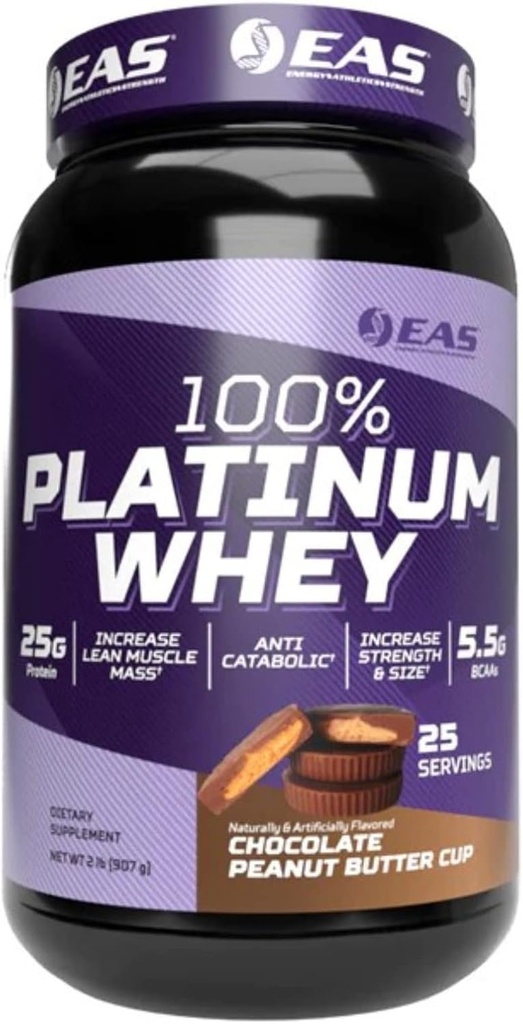 EAS 100% Platinum | 3 proteine del siero ultra-Platinum | Aumentare la dimensione e la resistenza | 25g Protein, 5.5g BCAA | 2 Pound (Chocolate Peanut Butter Cup)