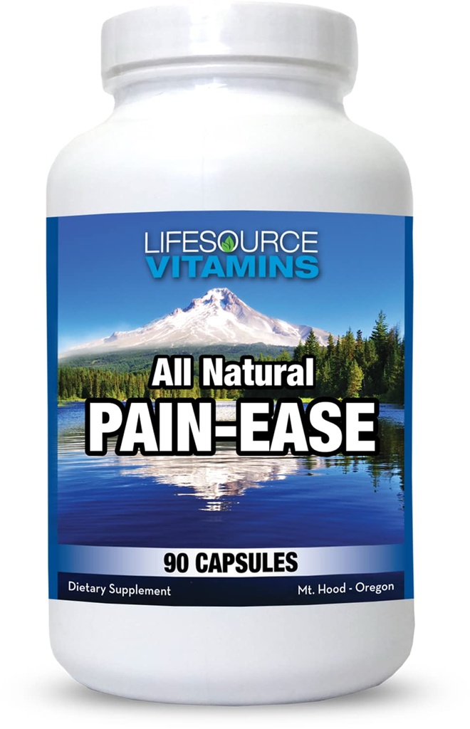 LifeSource Vitamine All Natural Pain Ease – 20 synergistische Kräuter und Enzyme, die natürlich und sicher unterstützen: Kopfschmerzen & Migraines - Knie – Schultern – Gelenke – Beinschmerzen – Spannung