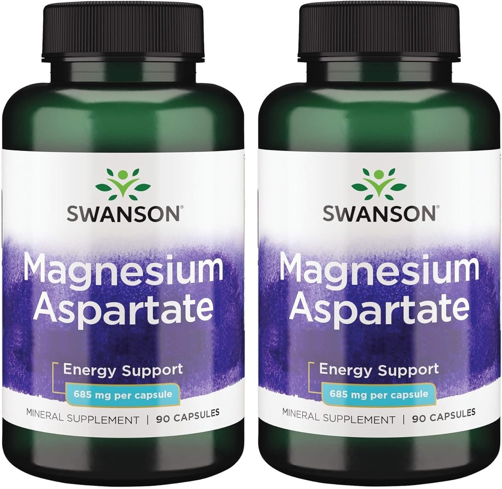 Swanson Aspartate de magnésium 685 mg 90 capsules (2 boîtes)