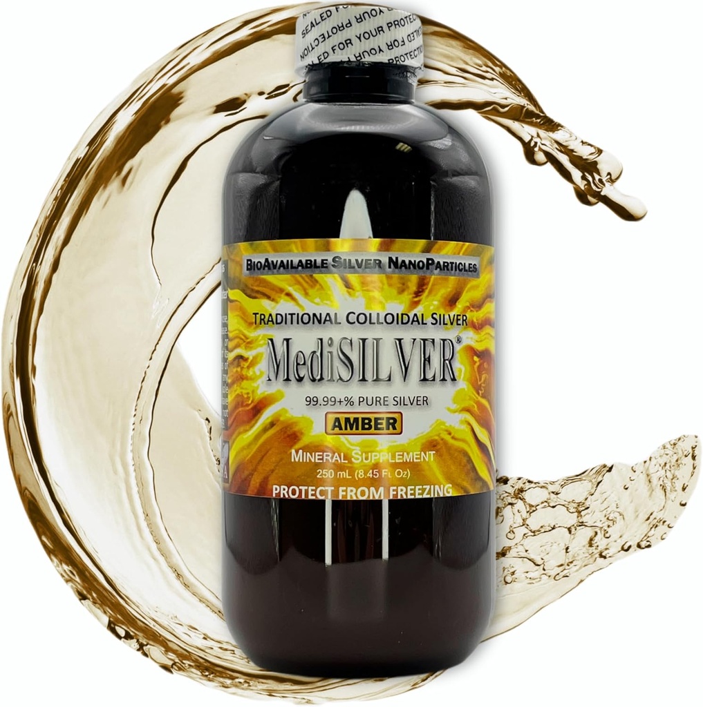 MediSILVER Bernstein Immunität Booster Traditionelle True Colloidal Silber AgNP Nährstoff - 250 mL in Amber Kunststoffflasche
