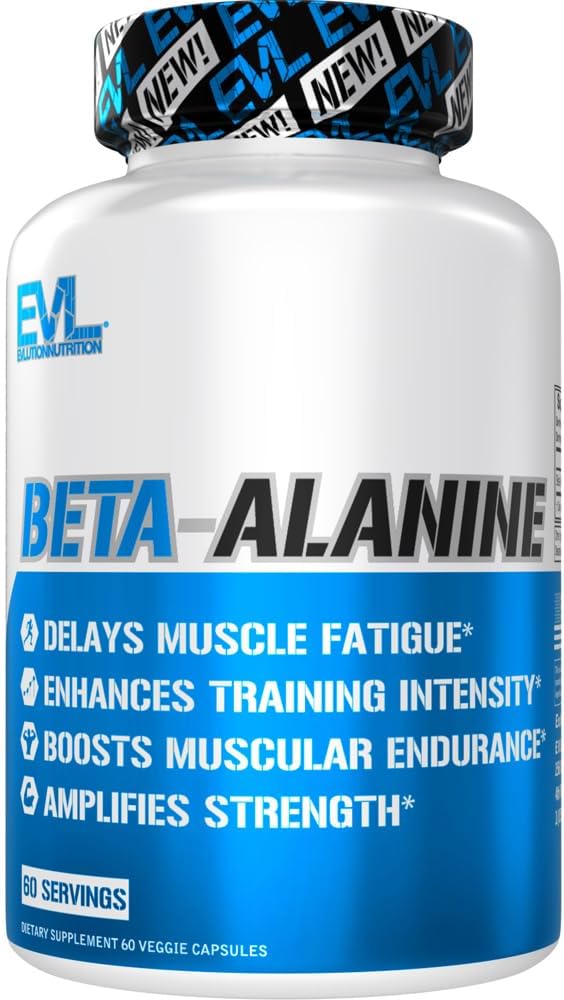 Evlution Nutrition Beta-Alanine Capsule - Aumentare l'intensità di allenamento - 60 Count Beta-Alanine Supplemento per gli uomini e le donne - Delay Muscle Fatigue, Boost Endurance, Amplify Strength