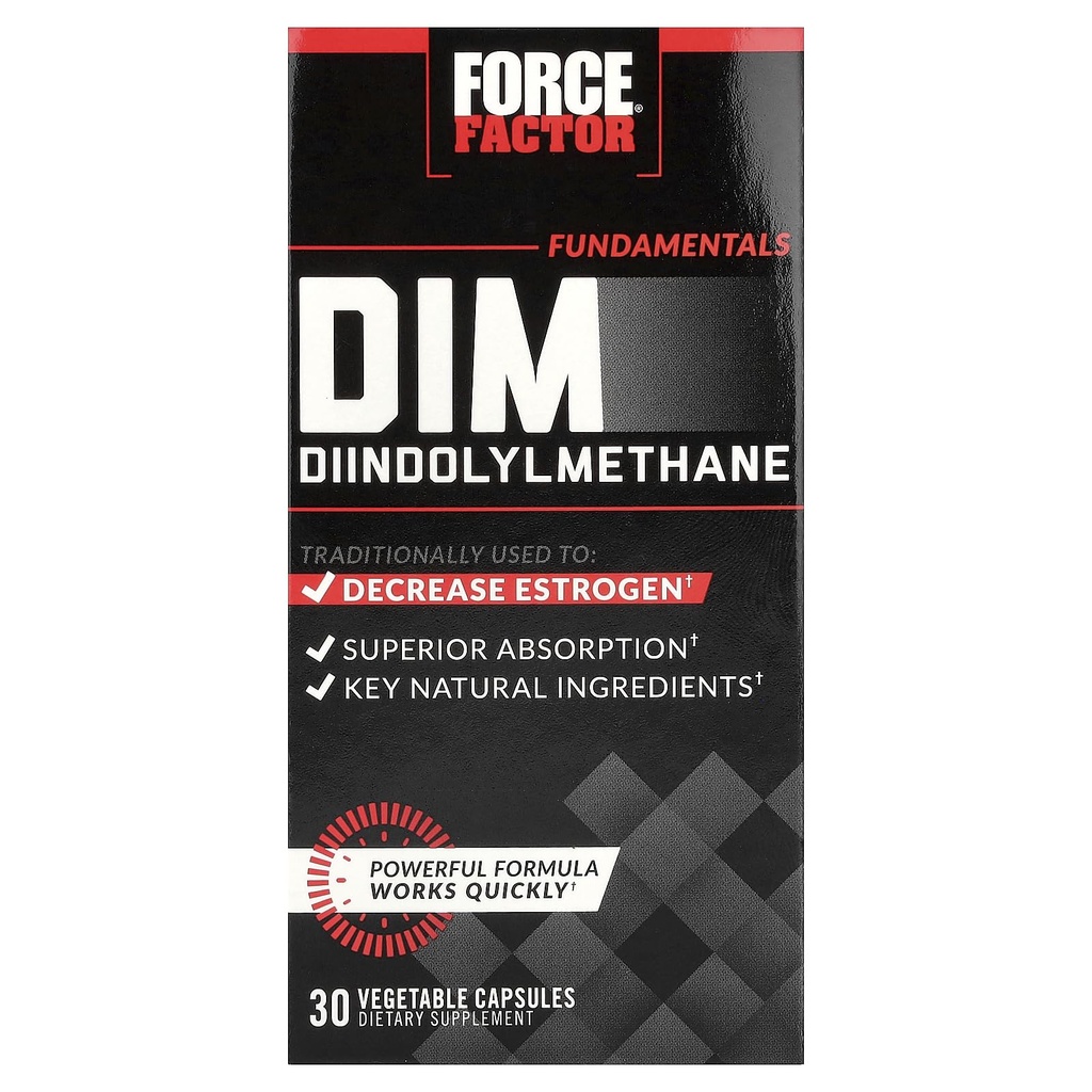 Facteur de force pilules DIM pour réduire l'estrogène chez les hommes, supplément de diindolylméthane avec ingrédients naturels clés et absorption supérieure, Diindolylméthane 300mg, fonctionne rapidement, 30 capsules