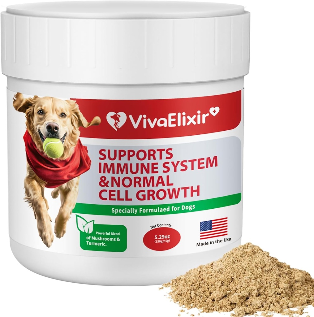 Supplément de lumps et de lumps pour chiens; traitement des lipomes, dinde Tail Mushroom, Buddy Immune Support et Garde de croissance de cellules normales, Reishi, Shiitake, Maitake, Turmeric Root - 30 jours d'approvisionnement