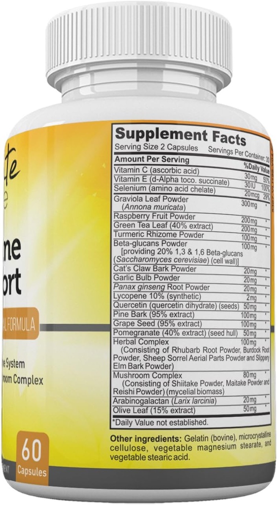Amate Life Immune Support Maximum Defense - Immunsystem Booster Vitamine C & E Pilz Supplement Plus 20 Wirkstoffe Antioxidantien Immunität Booster Männer und Frauen 60 Kapseln Made in USA