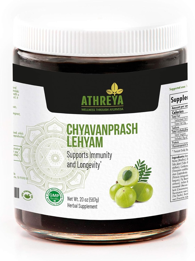 Athreya Herbs Chyavanprash Lehyam (Jam) | 20 Oz | La miscela ayurvedica di erbe sostiene l'immunità, il metabolismo e la salute riproduttiva | Per il benessere generale | Non OGM