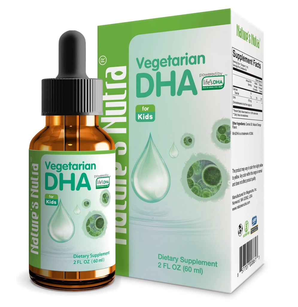 Nature's Nutra Vegetarian DHA, Premium Liquid DHA für Baby, Kind, Kinder und Kinder, Non-GMO, DHA 100 mg, Pure Plant Source, 2 Fl Oz (60ml)