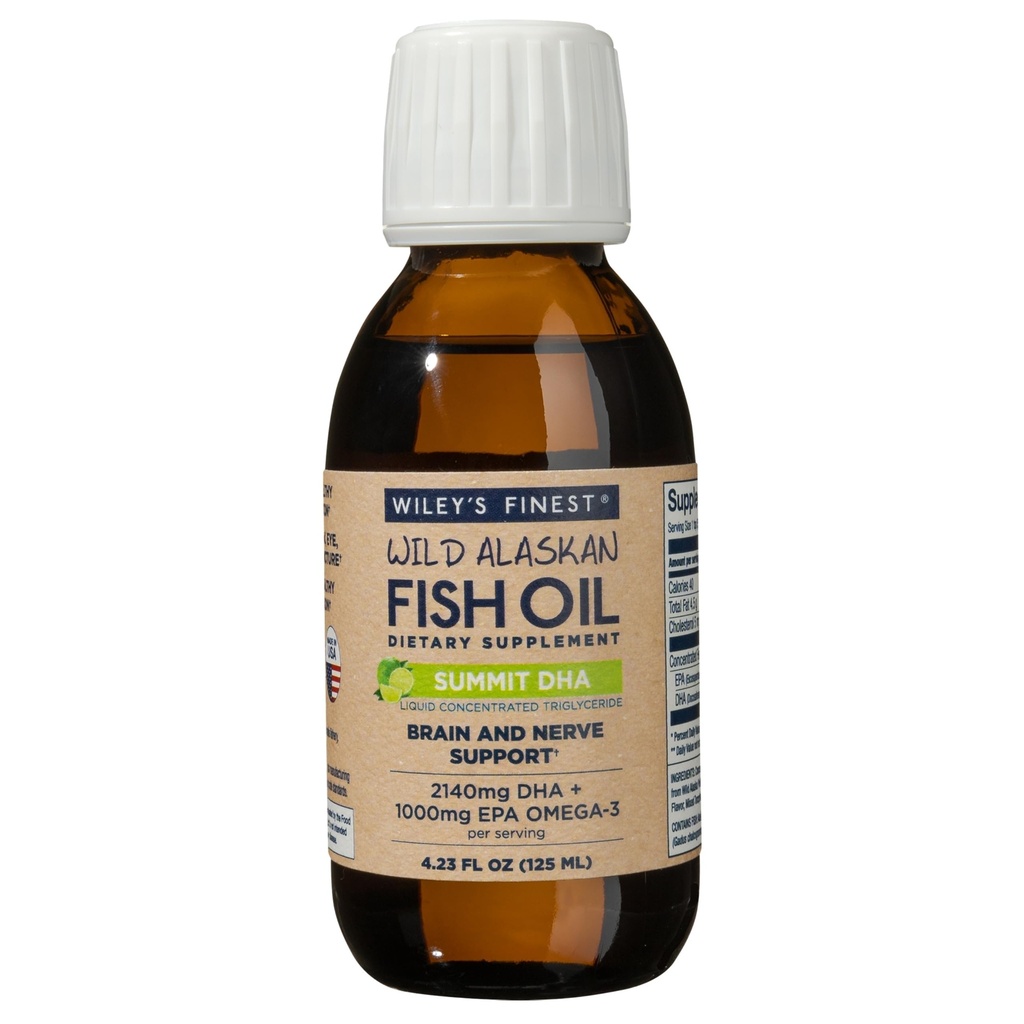 Wiley's Finest Wild Alaskan Fish Oil Summit DHA Liquid - 2140mg DHA und 460mg EPA Omega-3s - Citrus Flavored Liquid Supplement - 4.23 Oz (25 Servierungen)