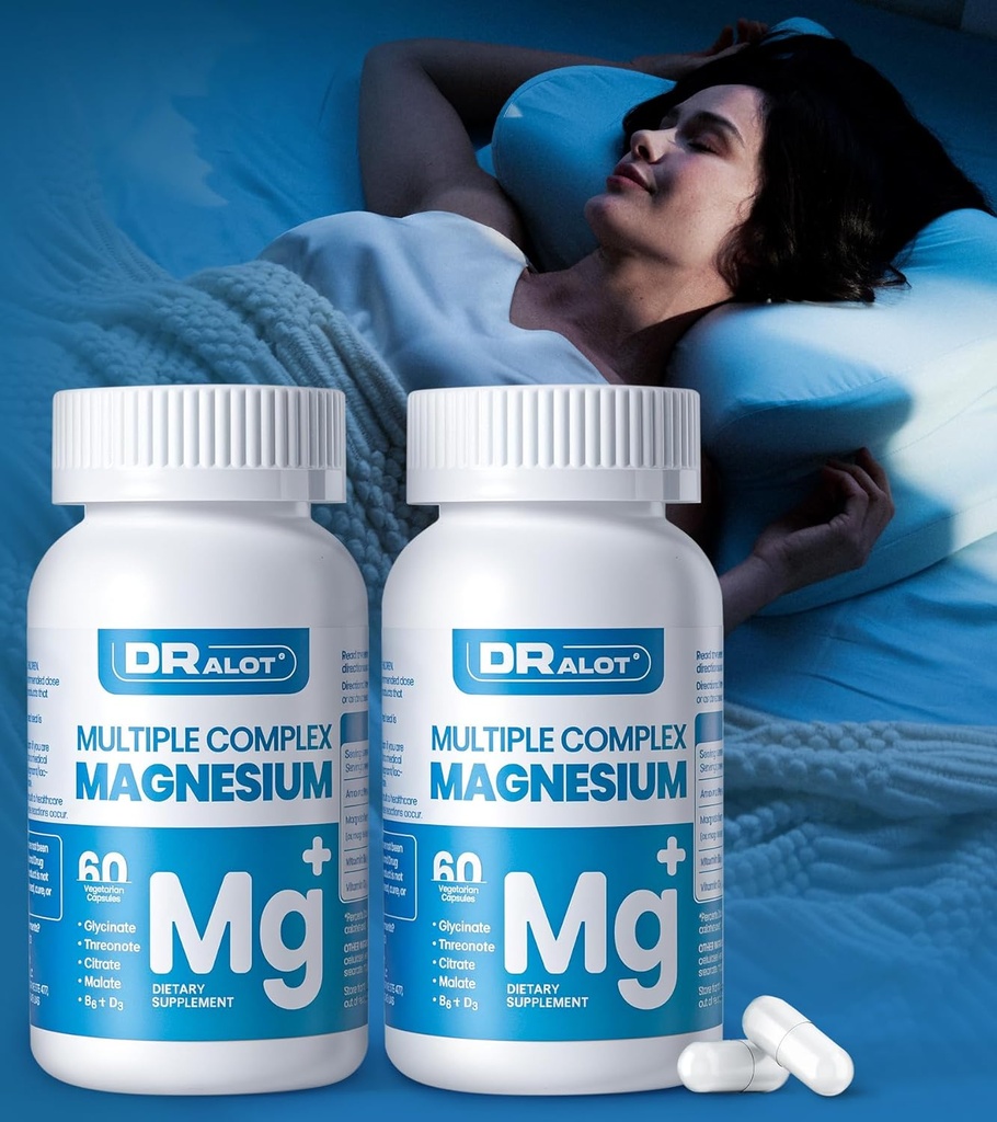 Supplément de magnésium Quadruple, 400mg de glycinate de chélate de magnésium, L-thréonate, Citrate et Malate.