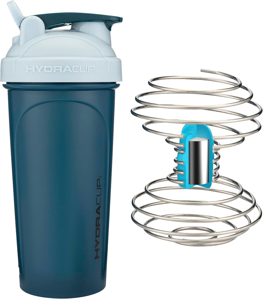 HydraCup Power Shaker w/Weighted Whisk, 28oz - Schnelleres Mischen, Weniger Shaking erforderlich, Klump-Free Protein Shakes, Shaker Cup (Polypropylen, Blau)