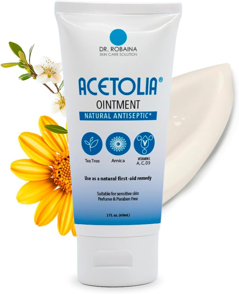ACETOLIA Erste Hilfe Salbe – Botanische Barriere für Minor Cuts, Burns, Scrapes & Bites | w/ Tea Tree Oil, Arnica, Calendula & Aloe zu beruhigen, Hydrate & Protect | Steroid-Free | Made in USA | 2 Unze