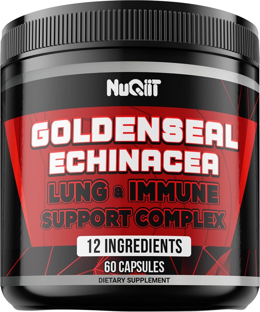 Goldenseal Root Capsule with Echinacea, Panax Ginseng Root, Immune Support Complex as Elderberry, Garlic Bulb - 60 Capsules - Digestive Health, Body Balance & More - Goldenseal Root Powder