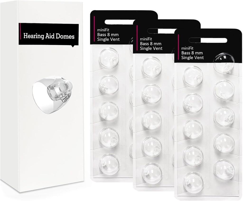 Single Vent 8mm-Hearing Aid Domes for Oticon Minifit, Oticon Hearing Aid Supplies, Replacements Parts Accessories Universal Oticon Domes for Hearing Aids Cleaning Kits (30 Pcs)