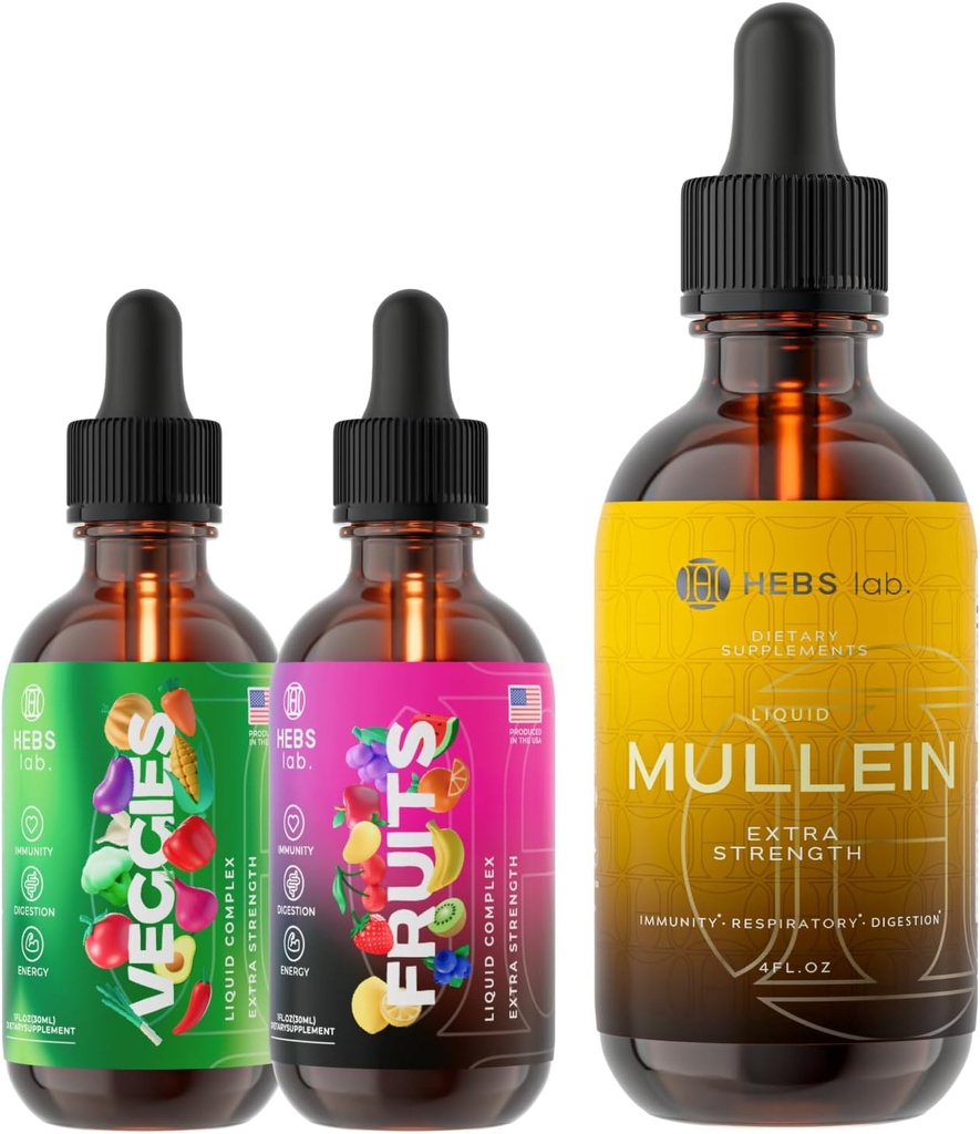 Bundle - Multivitamin Früchte und Gemüse & Mullein Blatt Extrakt 4 oz - Vitamin Immune Booster und Lung Support Supplement