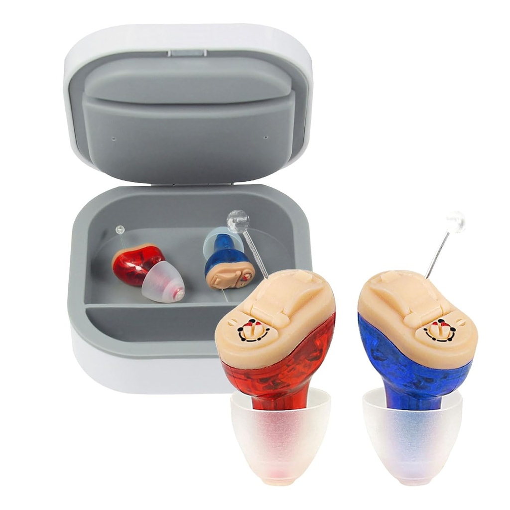 CIC Hörgeräte für Senioren,Near-Invisible Hearing Amplifiers Pair, ITC Hörgerät Nano Technologie für Erwachsene Mild Moderate Hörverluste, Small Tiny (Pair Red Blue) ZHONDGE (ZDC-901A)