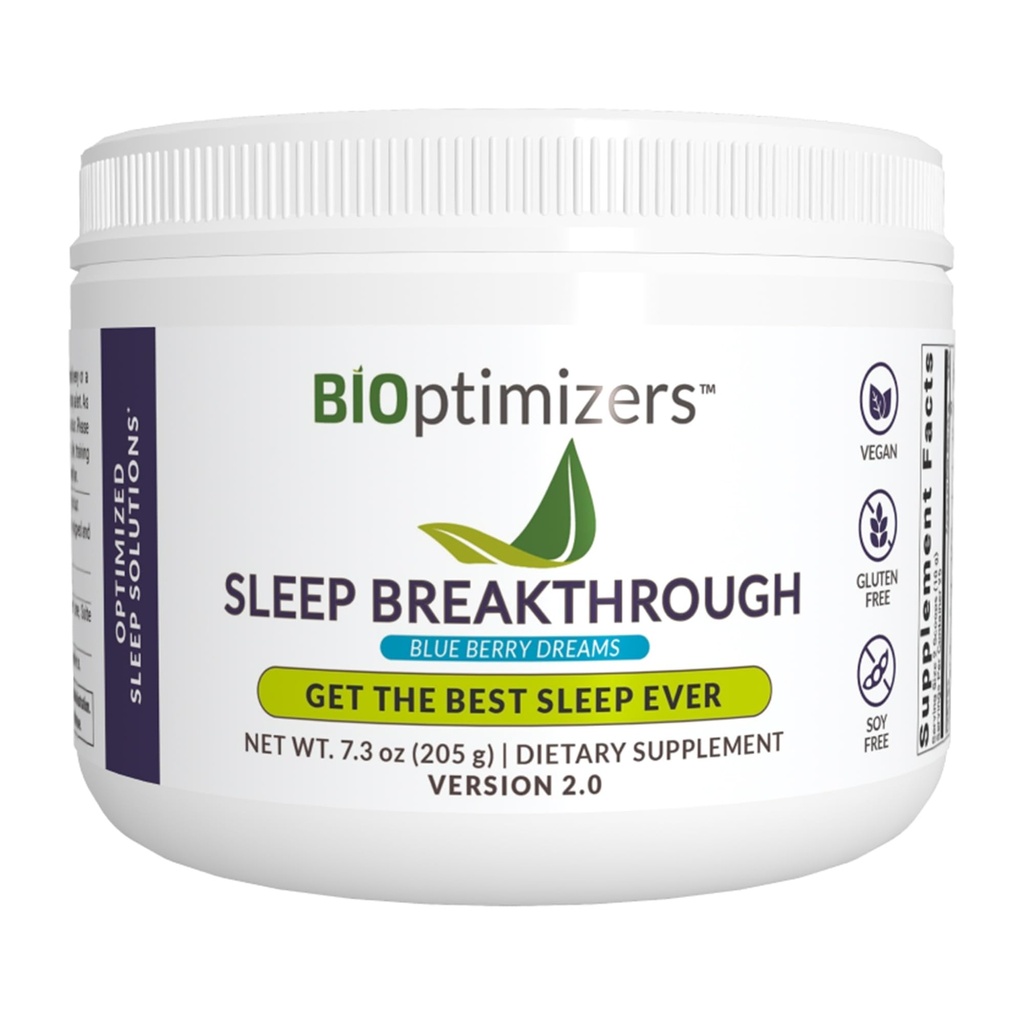 BIOptimizers Sleep Breakthrough 2.0 – Natural Support Supplement | Calming Relief Aid Erwachsene | Non Habit Forming | 202.5 g Powder Blue Berry Dreams