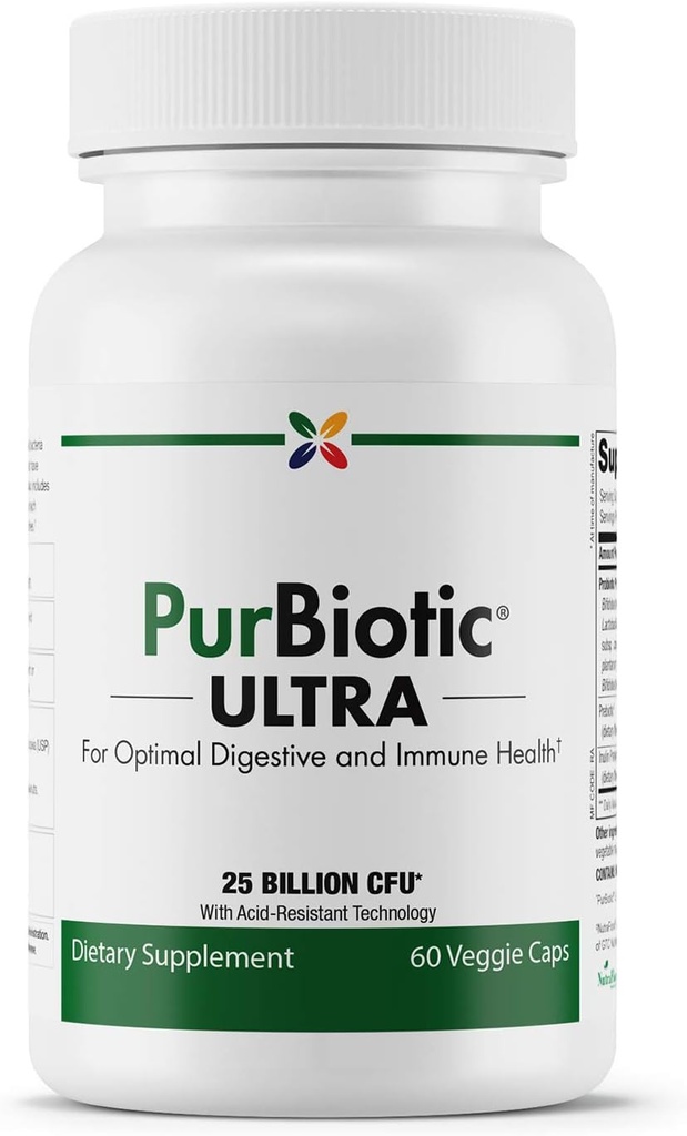 Stop Aging Now - PurBiotic® ULTRA 25 BILLION CFU (PRUWPT) - Per una salute ottimale digestiva e immunitaria - 60 tappi di verdure
