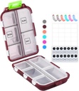 M M MUchengbao Travel Pill Organizer Pocket Pharmacy , con 3 tipi di etichette 10 scomparti Piccola scatola pieghevole BPA-Free Daily Pill Case Medicine Organizer per il negozio (rosso)
