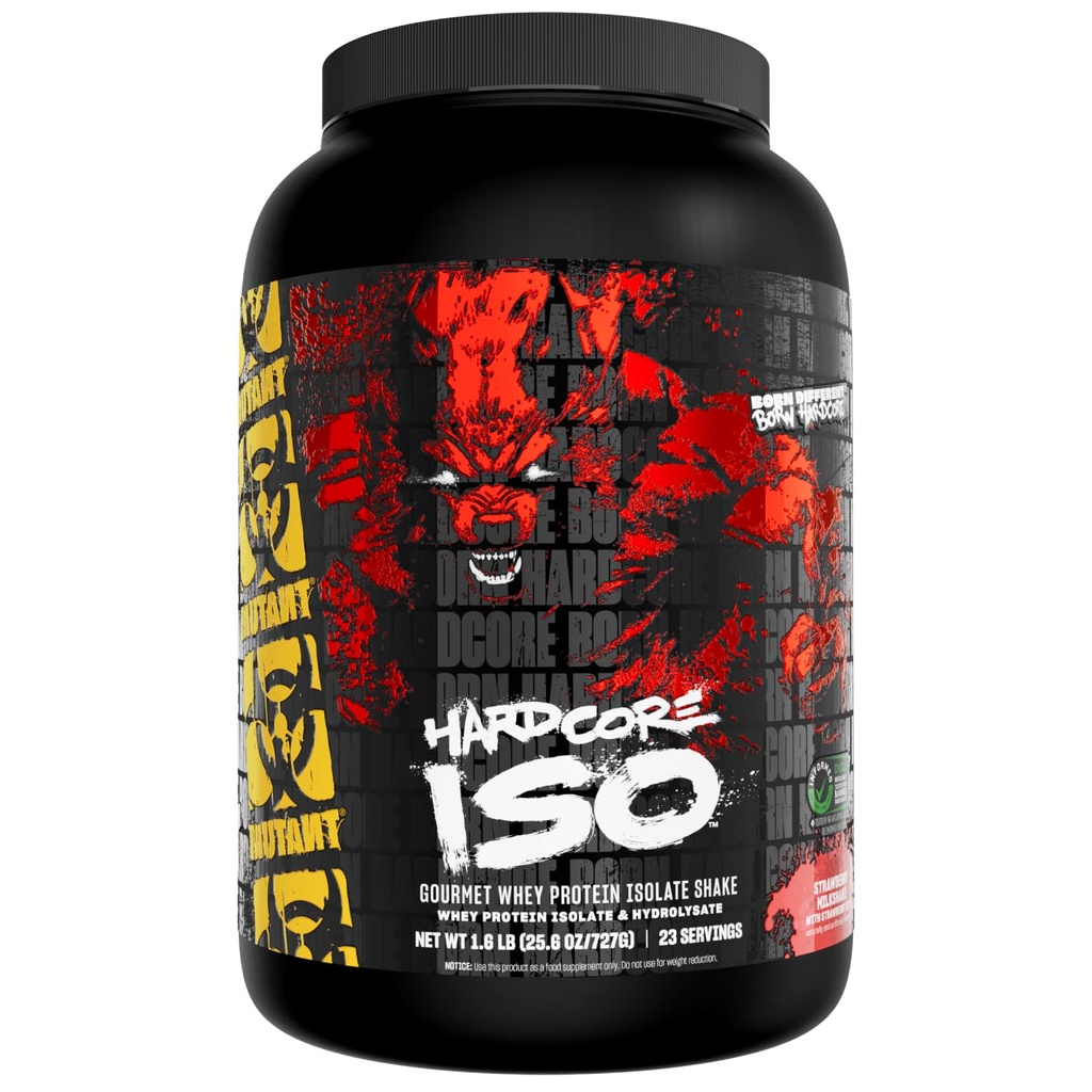 Mutant ISO Surge Whey Protein Isolate Powder agisce rapidamente per aiutare a recuperare, costruire il muscolo, la massa e la forza, 1,6 lb - fragola Milkshake