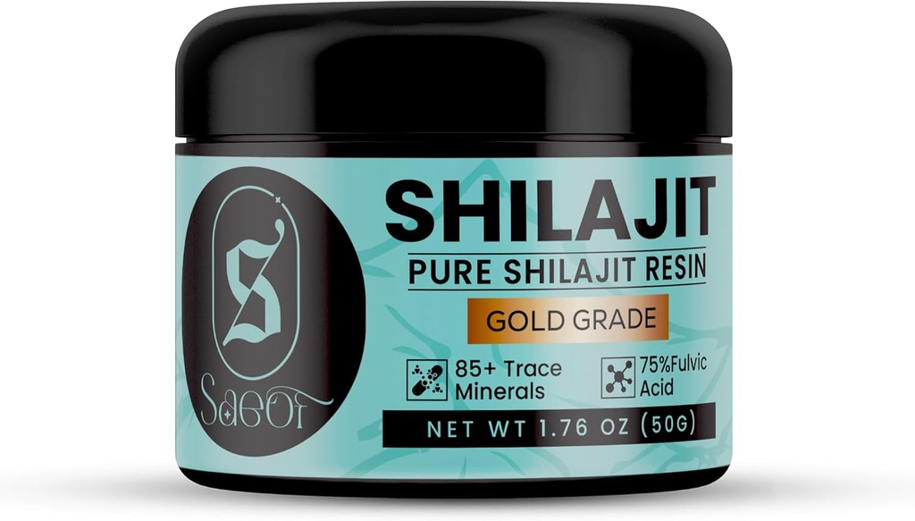 Organic Pure Himalayan Shilajit Resin Gold für Männer & Frauen | 75% Fulvic Säure | 85+ Traced Minerals | Lab Tested | Energy Booster | Immununterstützung | 50 Gramm