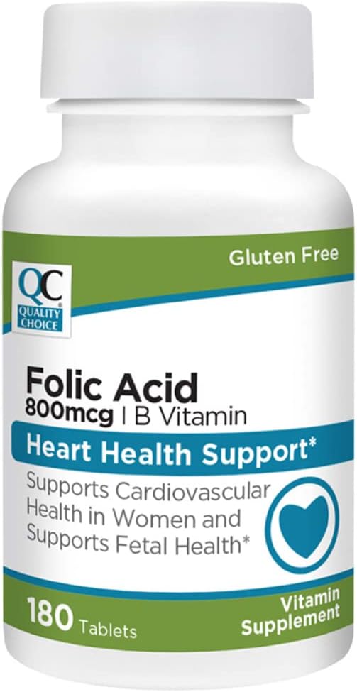 Qualità Scelta Cuore e Salute Fetale 180 Conta acido folico 800 mcg + B compresse
