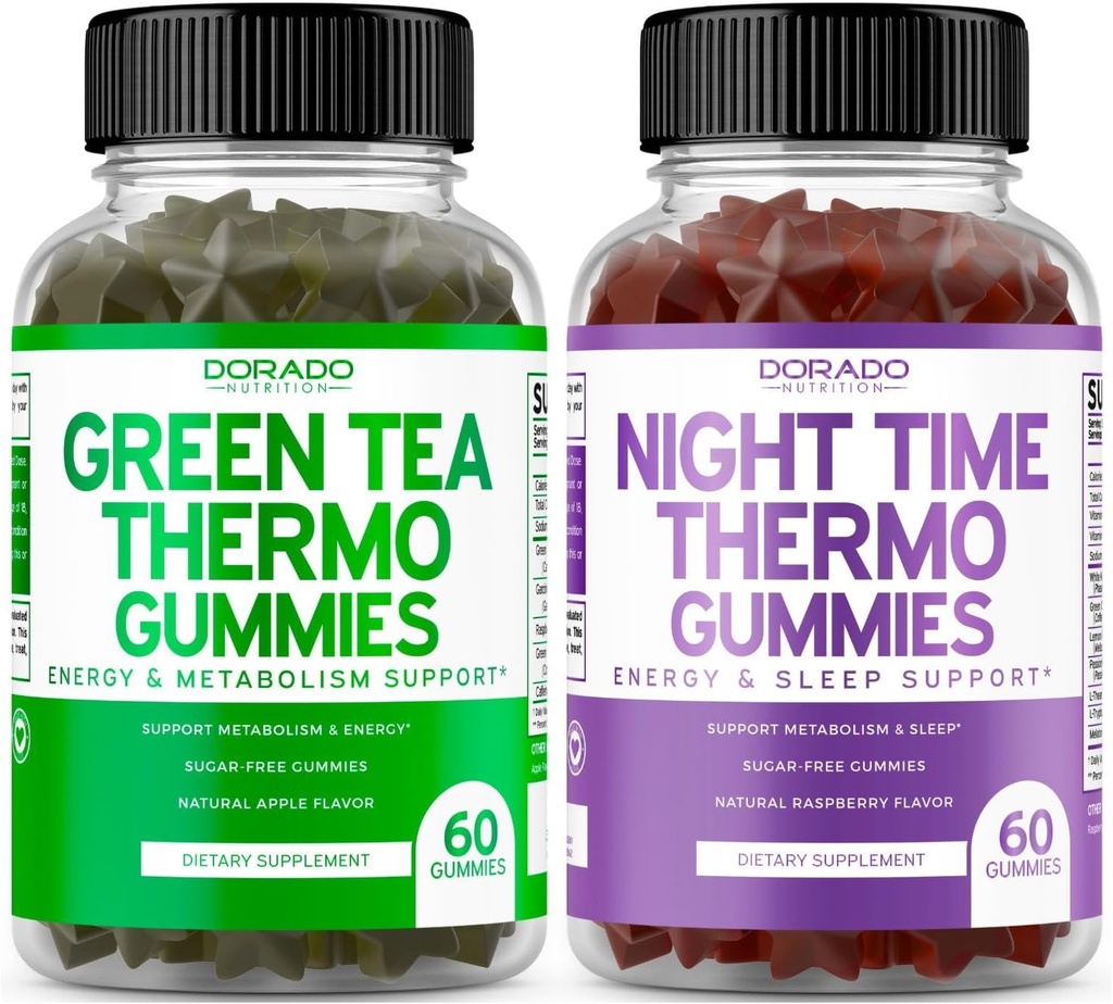 Green Tea Fat Burner Gummies (60 conte) - Appetite Suppressant Supplemento di perdita di peso e Night Time Fat Burner Gummies (60 conte) Perdita di peso & Metabolismo Supplemento - Terze Parti testate - USA Made