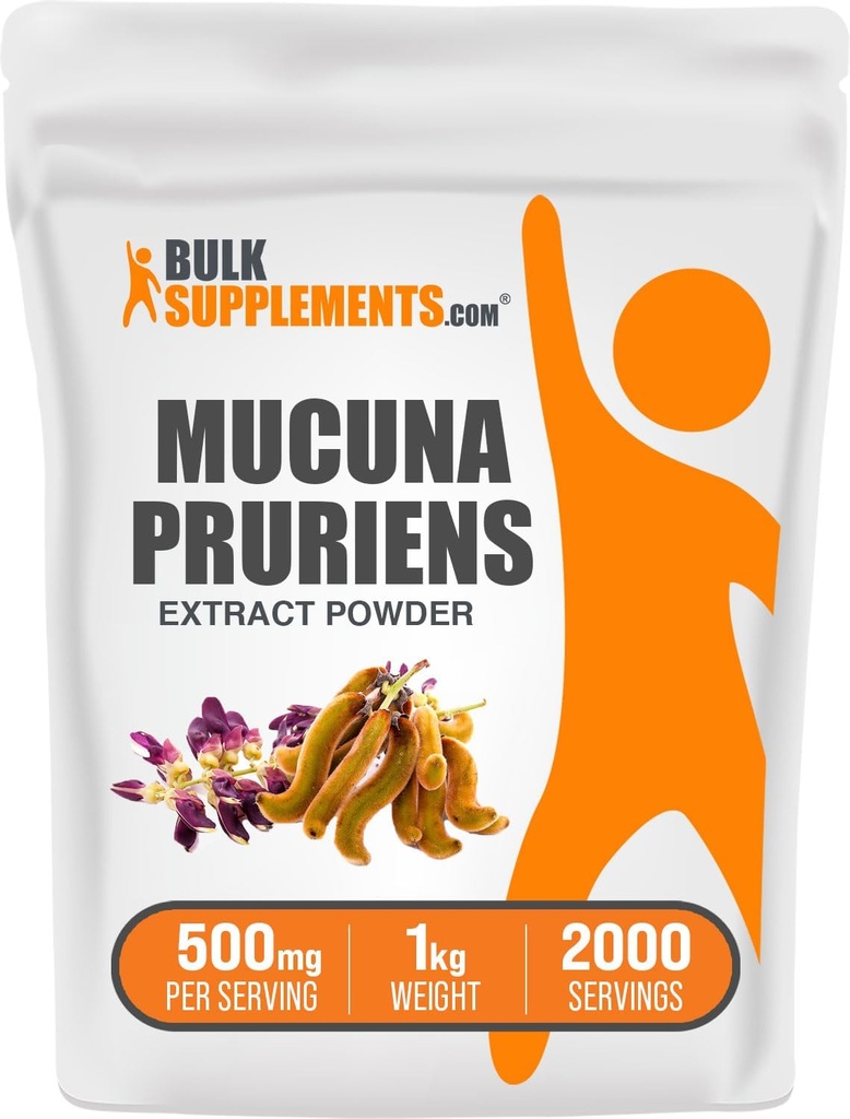 BulkSupplements.com Mucuna Pruriens Estratto di polvere - Mucuna Pruriens Supplementi, Integratore di erbe - Vegan & Gluten Free, 500mg per porzione, 1kg (2.2 lbs) (Pack of 1)