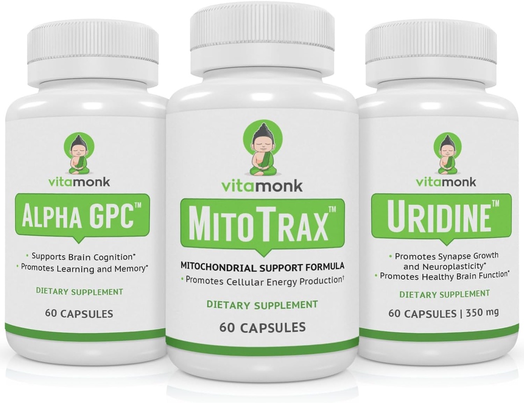 Integratore di supporto mitocondriale abbinato a Alpha GPC e Uridine - Vitalità cellulare e prestazioni cognitive