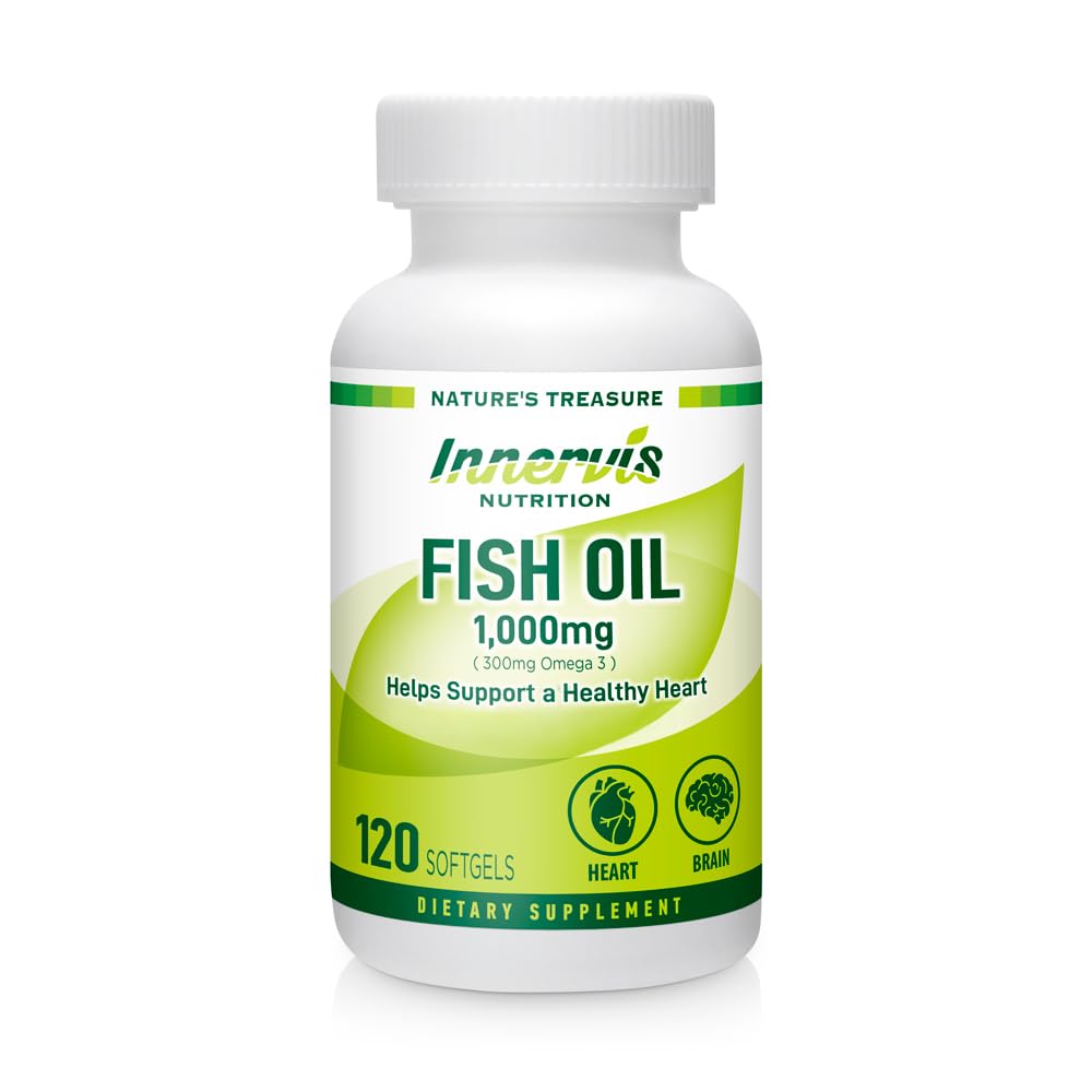 Fischöl 1000mg – Herz, Gehirn & Augenunterstützung mit Omega-3 EPA & DHA, 120 Softgels, Non-GMO | Innervis Nutrition