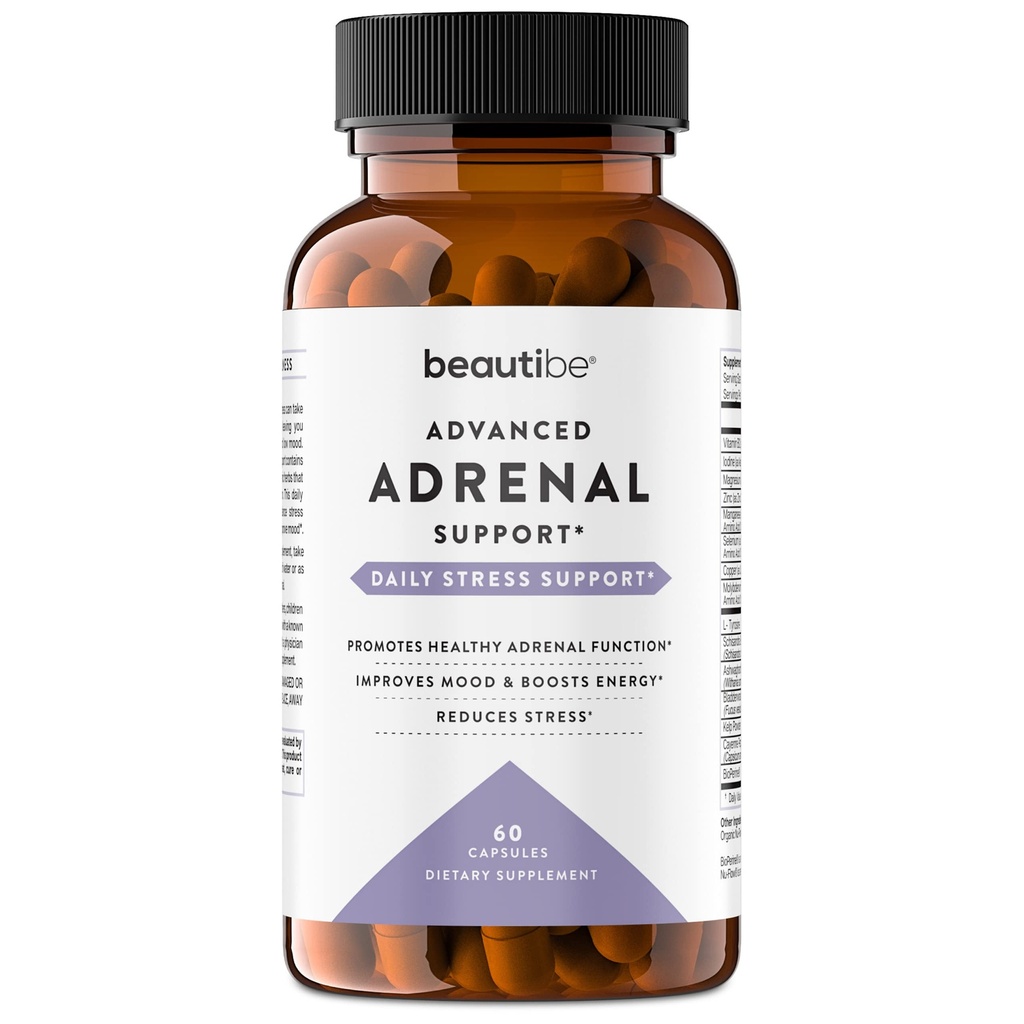 Soutien adrénal pour les femmes et les hommes – Cortisol Manager – Natural Stress Relief Supplement - Fatigue adrénale, santé de l'humeur et suppléments énergétiques avec Ashwagandha & L-Tyrosine – 60 capsules Veggie non OGM
