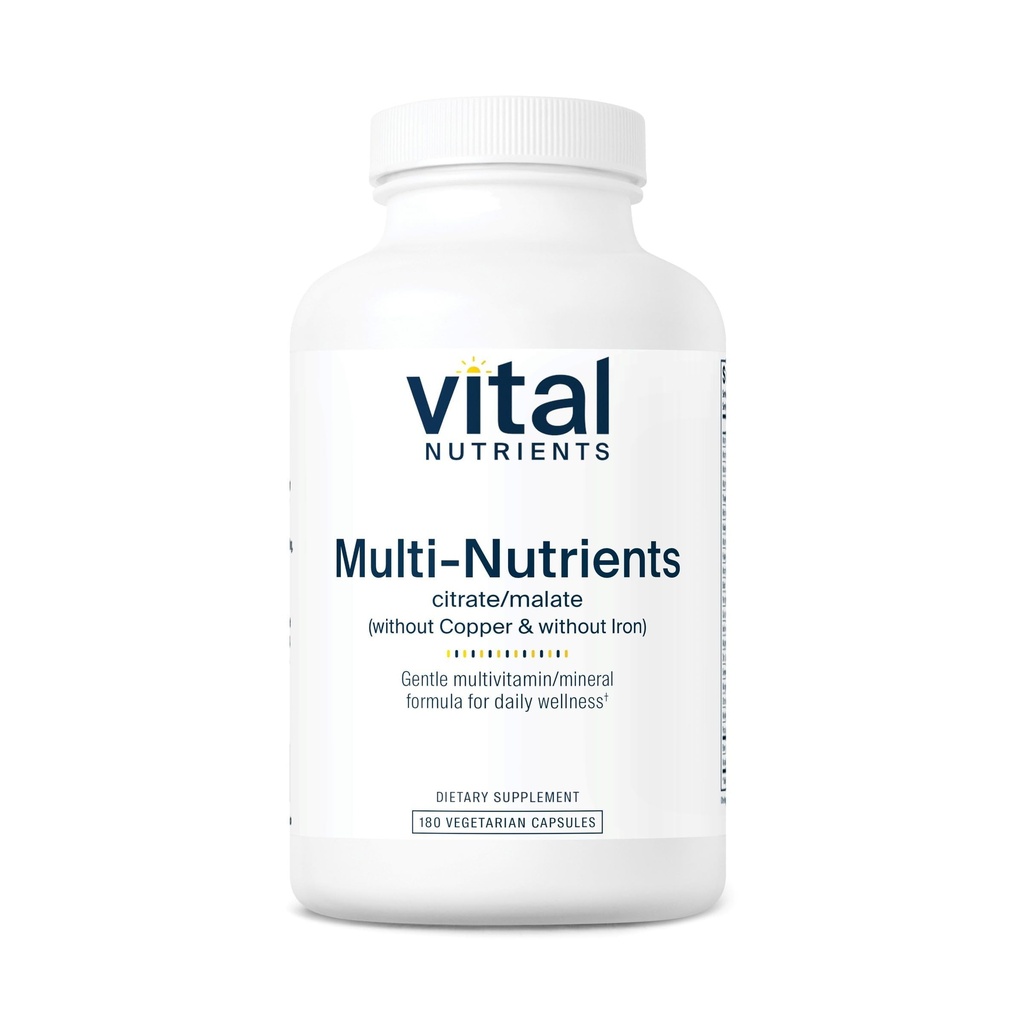 Vital Nährstoffe Multi-Nutrients 3|Vegetarian Multivitamin|Citrate/Malat Formel|Without Kupfer oder Eisen| Multi Vitamin, Mineral, & Antioxidante Ergänzungs Gluten, Dairy, Soy FreesNon-GMO|180 Kapseln