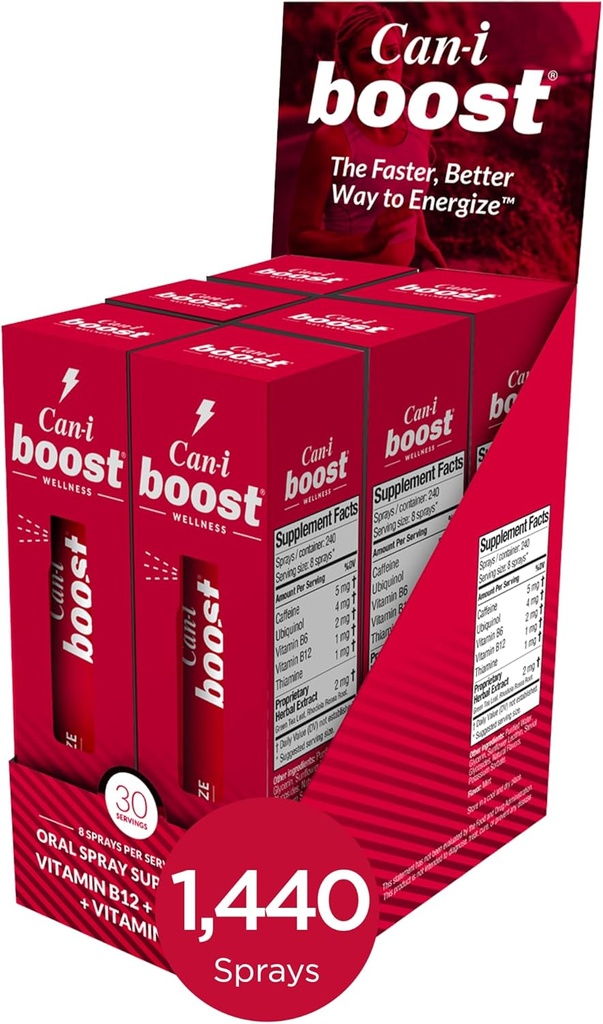 Can-i Boost Mental Energy in 15 Minuten mit Fast Acting Energy Spray für Shift Workers, EMS, Polizei, Krankenschwestern und Reisen Profis 6 Pack, 180 Servietten
